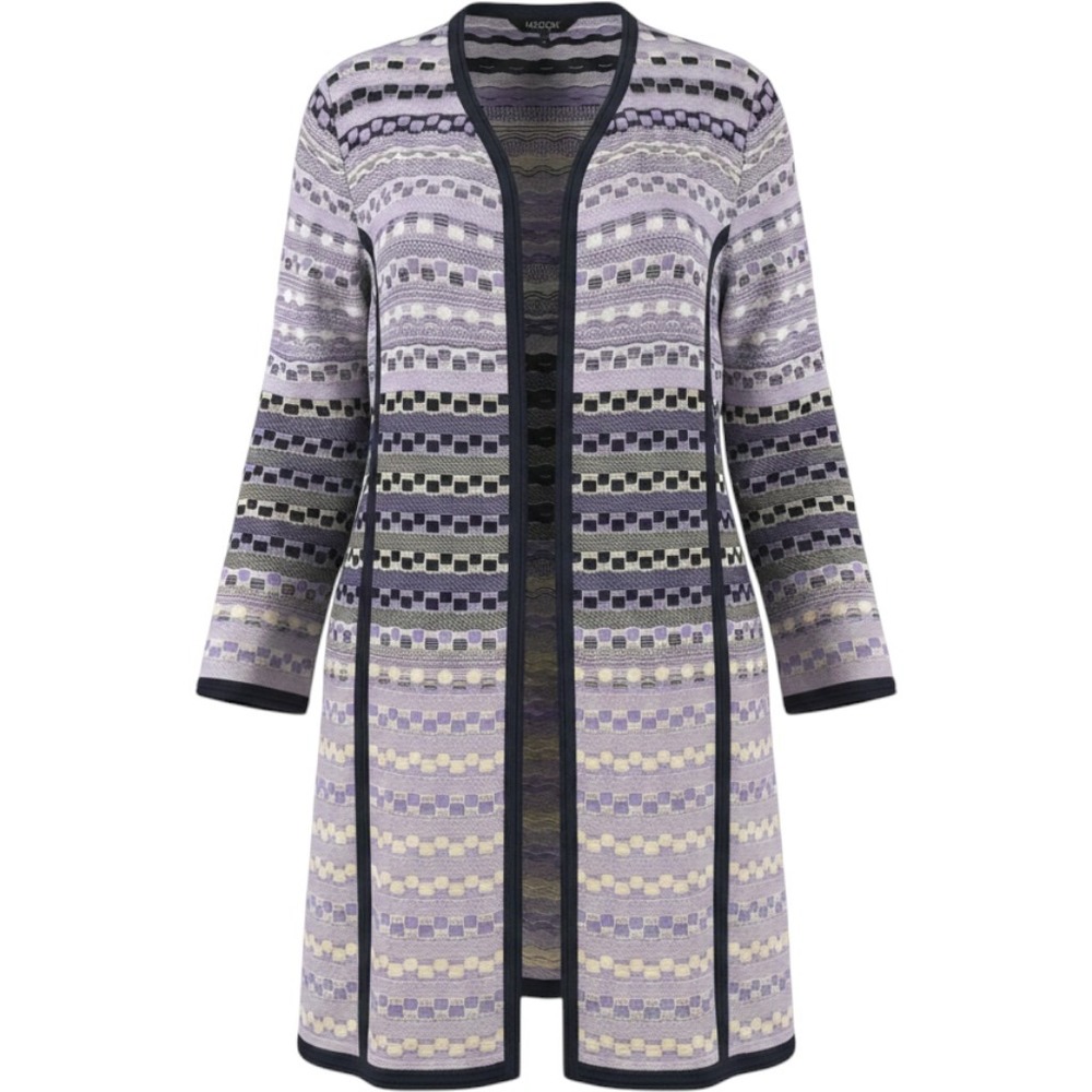 Misook Knit Jacket Womens Large Purple Open Front Longline Cardigan Excellent